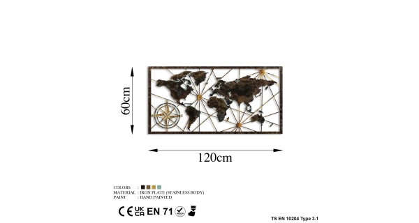 Kovová dekorace na zeď NN01680 - světadíly