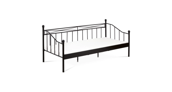 Kovová jednolůžková postel GRANNY 90x200 cm, černý mat