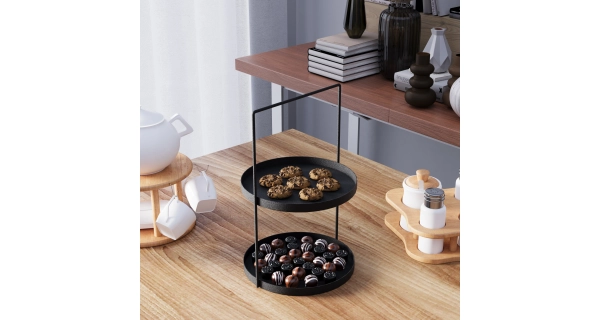 Kovový dvoupatrový etažér NN01206, černá