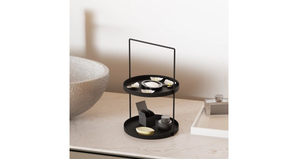 Kovový dvoupatrový etažér NN01206, černá