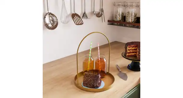 Kovový jednopatrový etažér NN01203, zlatá