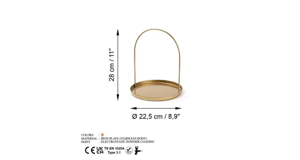 Kovový jednopatrový etažér NN01203, zlatá