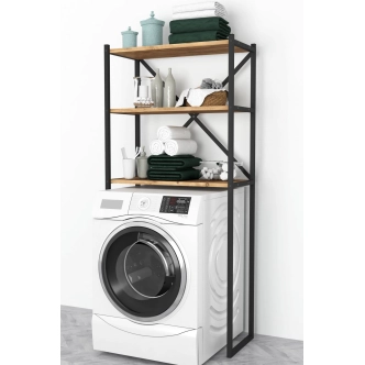 Kovový regál DOEN, černá/borovice