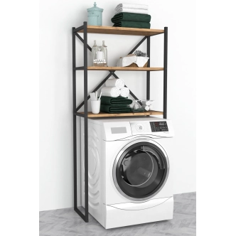 Kovový regál DOEN, černá/borovice