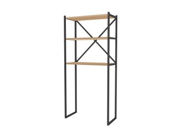 Kovový regál DOEN, černá/borovice