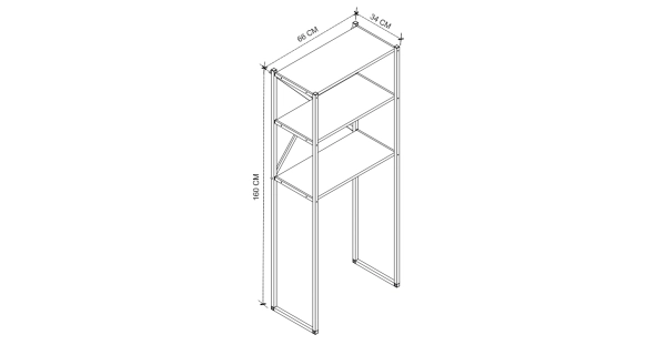 Kovový regál DOEN, černá/borovice