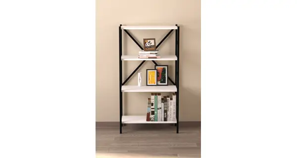 Kovový regál HALROS, černá/bílá