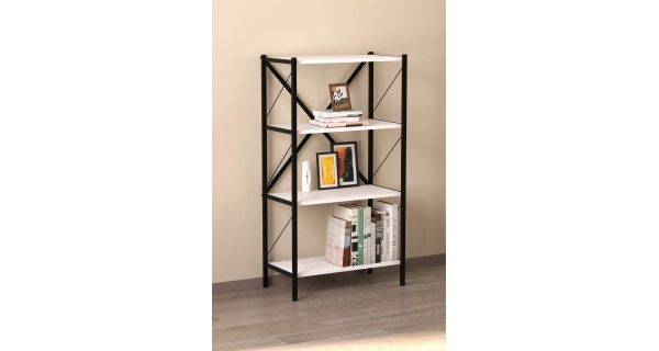 Kovový regál HALROS, černá/bílá