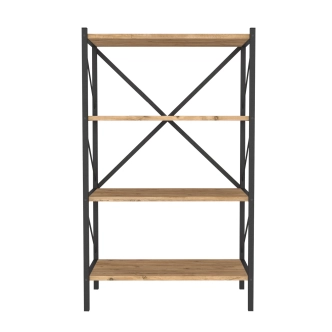 Kovový regál HALROS, černá/borovice