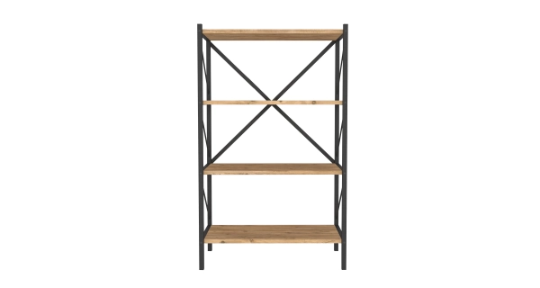Kovový regál HALROS, černá/borovice