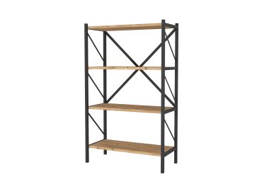 Kovový regál HALROS, černá/borovice