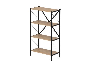 Kovový regál HALROS, černá/dub safírový