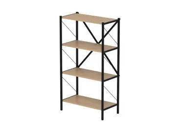 Kovový regál HALROS, černá/dub safírový