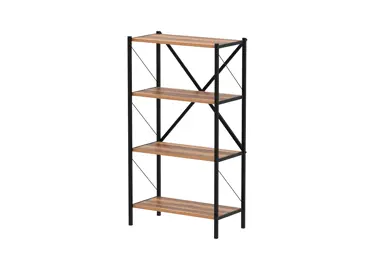 Kovový regál HALROS, černá/ořech