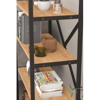 Kovový regál IVELGAR, černá/dub safírový