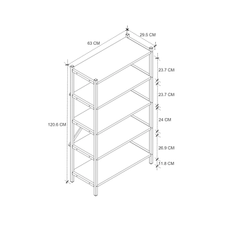 Kovový regál IVELGAR, černá/dub safírový