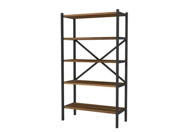 Kovový regál IVELGAR, černá/ořech