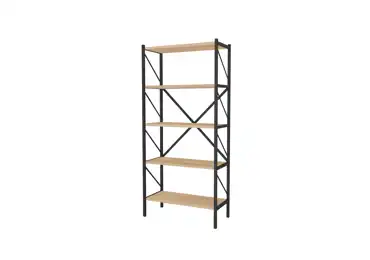 Kovový regál MEBRU 158 cm, černá/dub safírový