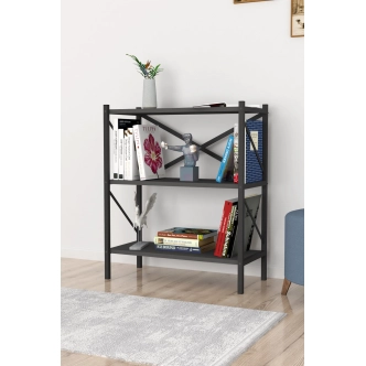 Kovový regál MEBRU 86 cm, černá/antracit