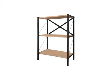 Kovový regál MEBRU 86 cm, černá/dub safírový