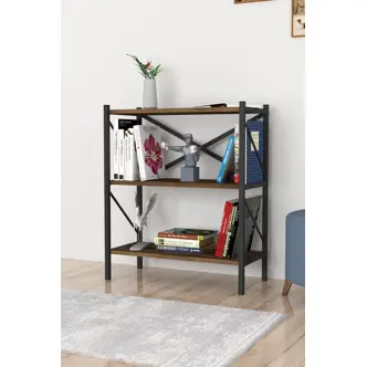 Kovový regál MEBRU 86 cm, černá/lydia