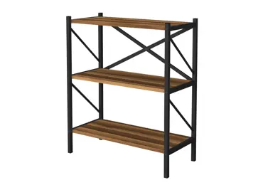 Kovový regál MEBRU 86 cm, černá/ořech