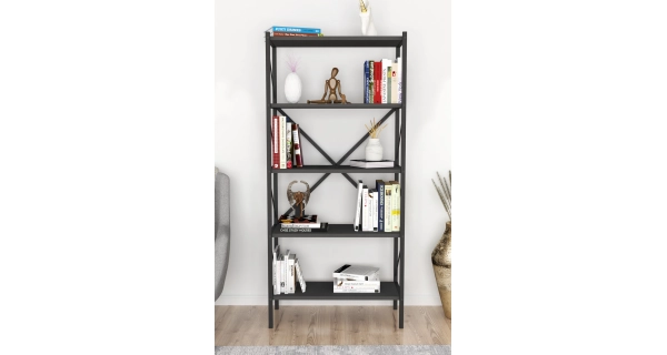 Kovový regál PEMTA 158 cm, černá/antracit