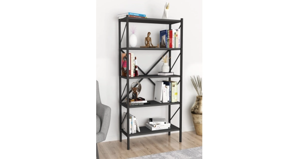 Kovový regál PEMTA 158 cm, černá/antracit