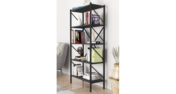 Kovový regál PEMTA 158 cm, černá/antracit