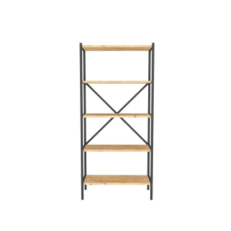 Kovový regál PEMTA 158 cm, černá/borovice