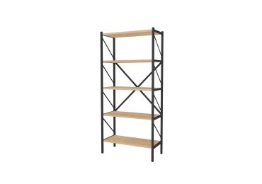 Kovový regál PEMTA 158 cm, černá/dub safírový