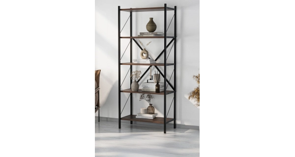 Kovový regál PEMTA 158 cm, černá/mars