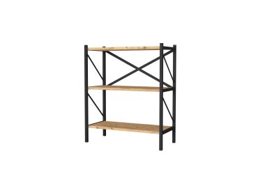 Kovový regál PEMTA 86 cm, černá/borovice
