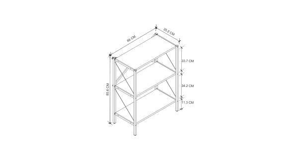 Kovový regál PEMTA 86 cm, černá/dub safírový