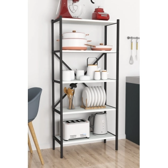 Kovový regál ROSUL, černá/bílá