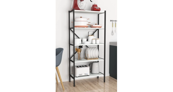 Kovový regál ROSUL, černá/bílá