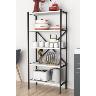 Kovový regál ROSUL, černá/bílá