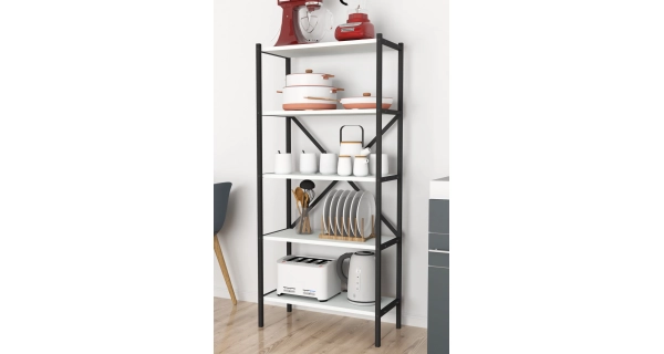 Kovový regál ROSUL, černá/bílá