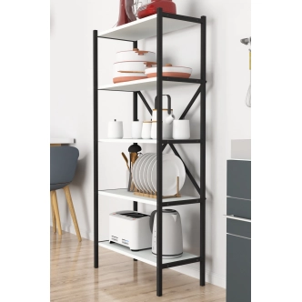 Kovový regál ROSUL, černá/bílá