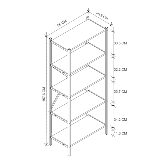 Kovový regál ROSUL, černá/borovice