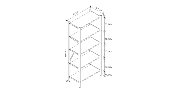 Kovový regál ROSUL, černá/dub safírový