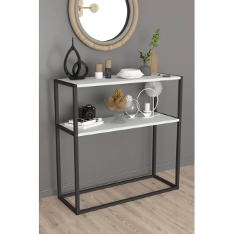 Kovový regál VALLO, černá/bílá