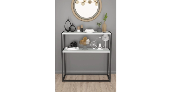 Kovový regál VALLO, černá/bílá