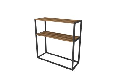 Kovový regál VALLO, černá/ořech