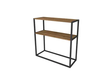 Kovový regál VALLO, černá/ořech