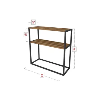 Kovový regál VALLO, černá/ořech