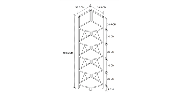 Kovový rohový regál SARUL, černá/antracit