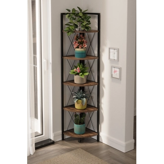 Kovový rohový regál SARUL, černá/lydia