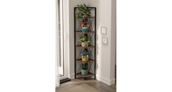 Kovový rohový regál SARUL, černá/lydia