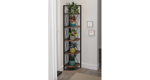 Kovový rohový regál SARUL, černá/lydia